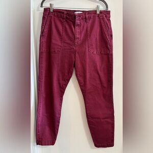 Studio Blue Burgundy Maroon Red Ankle Trousers Sz 32 Petite or Crop